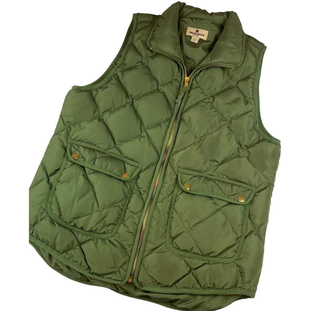 Woolrich Womens Olive Green Diamond Quilted Down Puffer Vest Size M HLJ0116S